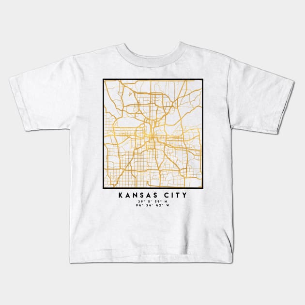 KANSAS CITY MISSOURI CITY STREET MAP ART Kids T-Shirt by deificusArt